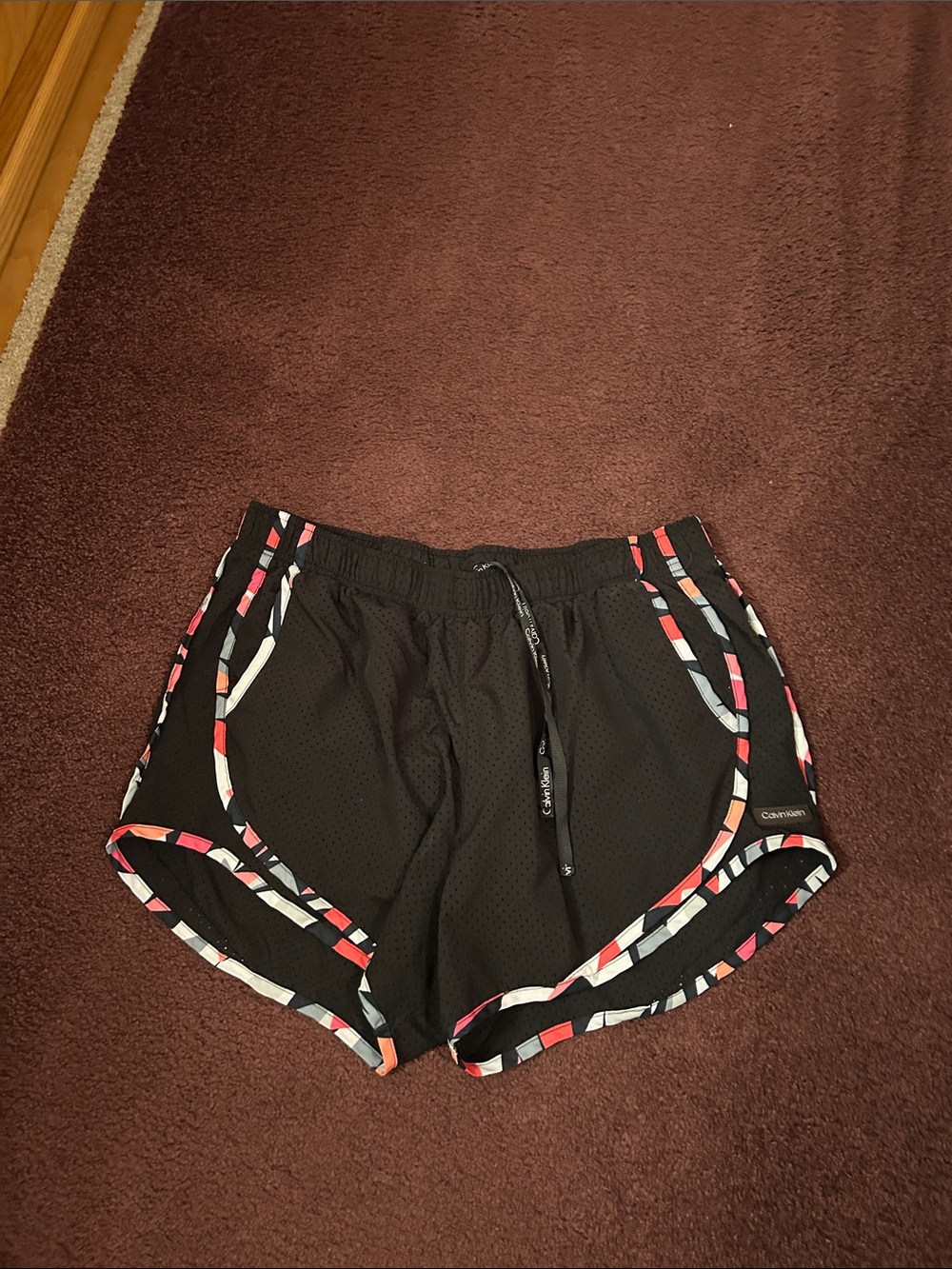 Calvin Klein Black Athletic Mesh Shorts with Multicolor Trim